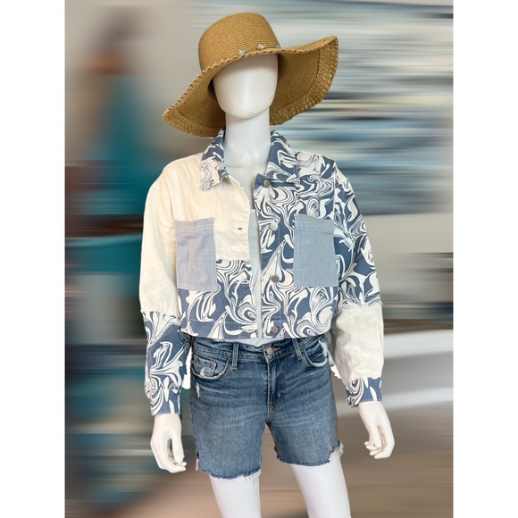 Super cute color block jean jacket S M L - Picture 3 of 7